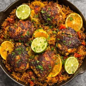 CARIBBEAN CHICKEN AND RICE ULTIMATE 2 Delicious Caribbean Chicken And Rice, a flavorful and colorful featured dish.