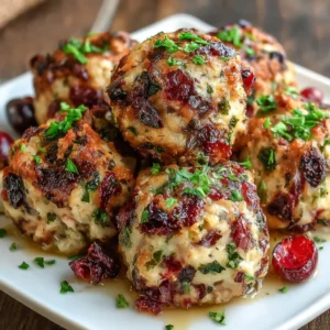 A close-up shot showcasing the delicious golden-brown Cranberry Turkey Stuffing Balls, perfect for Thanksgiving.