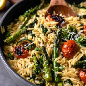 Creamy Baked Orzo is presented as a tempting featured dish, showcasing its creamy texture and golden-baked top.