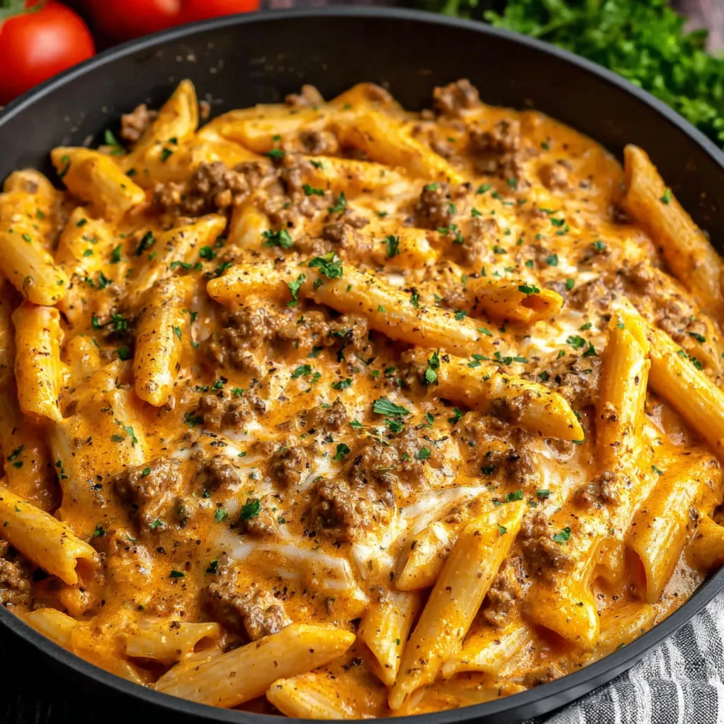 CREAMY BEEF PASTA AMAZING EASY 1 Creamy Beef Pasta featured image showcases a delicious and comforting meal.