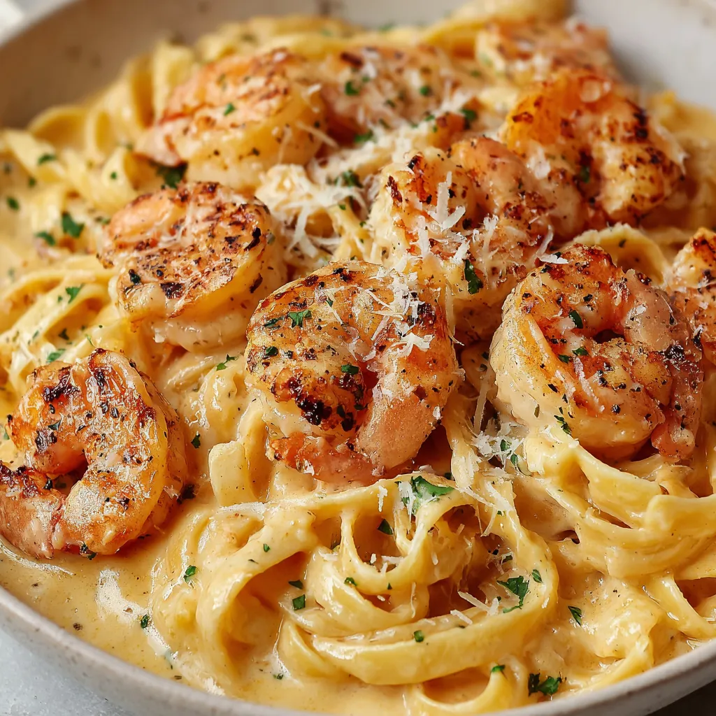 CREAMY GARLIC SHRIMP PASTA IRRESISTIBLE