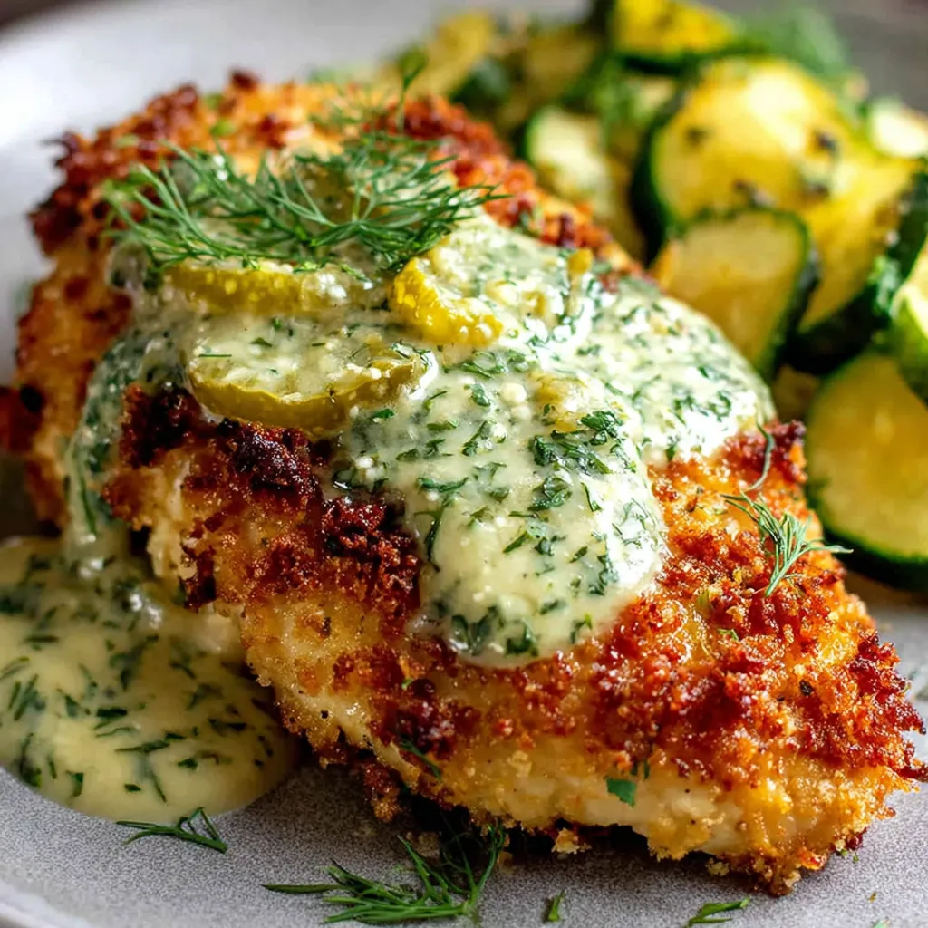 Crispy Dill Pickle Parmesan Chicken is shown as a featured image, highlighting its golden-brown crust.