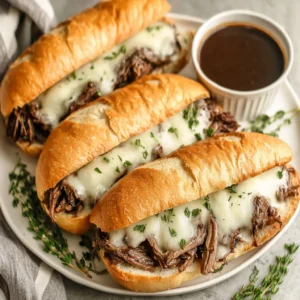 Crock Pot French Dip Sandwiches are shown in a mouthwatering featured image, perfect for a comforting and easy meal.