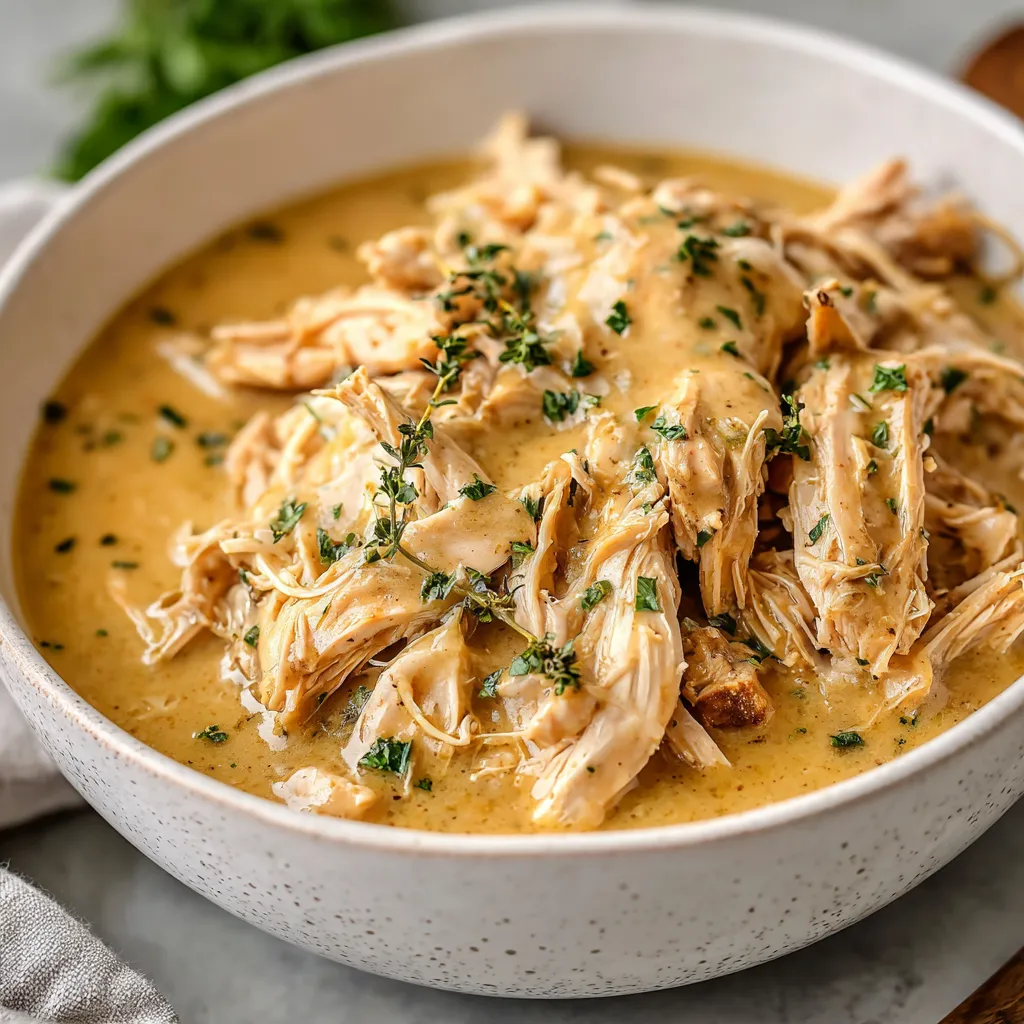 Crockpot Chicken And Gravy featured in a delicious and easy slow cooker recipe.
