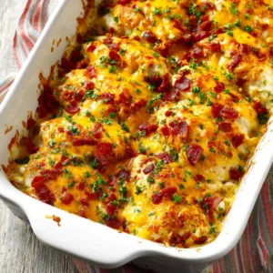 Delicious Chicken Casserole with a golden-brown crust, ready to be served as the featured image for this recipe.