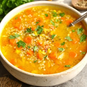 A bowl of comforting Italian Penicillin Soup, showcasing its rich broth and healthy ingredients.