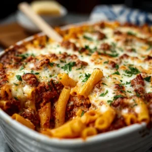 IRRESISTIBLE BAKED ZITI RECIPE 2 A bubbling, cheesy Baked Ziti dish is shown as the featured image for the recipe.