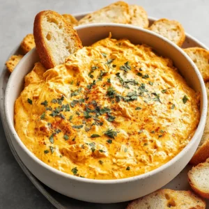Cheesy Crock Pot Buffalo Chicken Dip is shown as a tempting featured image, ready to be served.