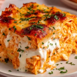 PERFECT BUFFALO RANCH CHICKEN LASAGNA 2 Buffalo Ranch Chicken Lasagna, a cheesy baked pasta dish with chicken and a spicy ranch sauce, is the featured image.