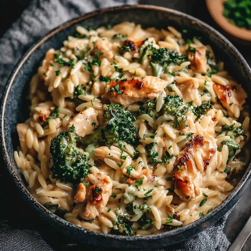PERFECT CHICKEN BROCCOLI ORZO BAKE