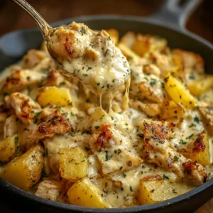 Creamy Garlic Parmesan Crockpot Chicken & Potatoes are featured in this delicious and easy recipe image.