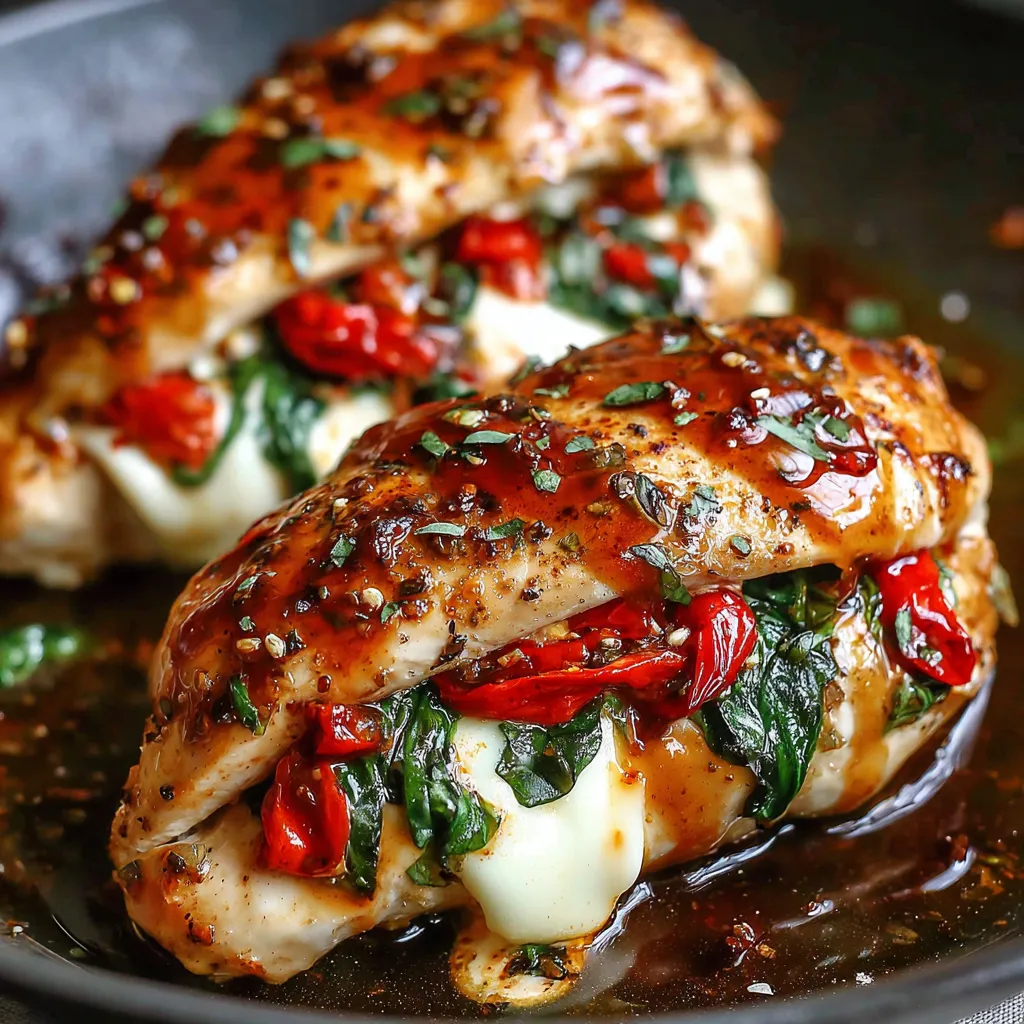 PERFECT ROASTED RED PEPPER MOZZARELLA STUFFED CHICKEN