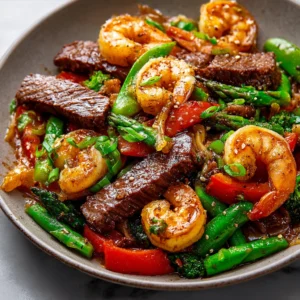 A delicious plate of Steak And Shrimp Stir-Fry is presented as a featured image.