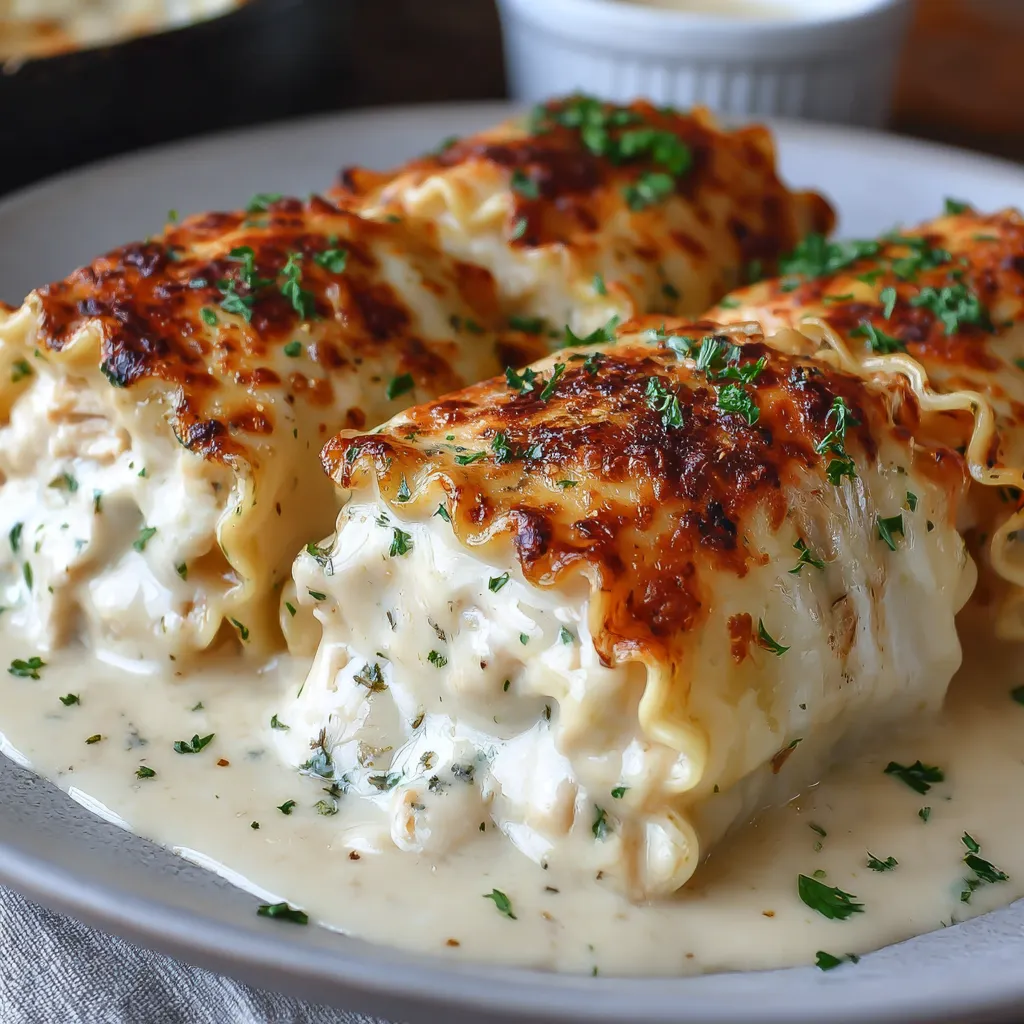 ULTIMATE CHICKEN ALFREDO LASAGNA ROLLS