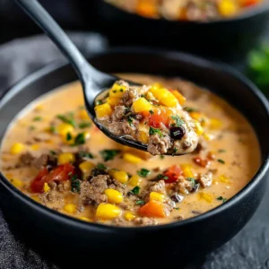 A comforting bowl of homemade Taco Soup is presented as a featured image for a recipe.