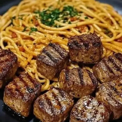 Sizzling Garlic Butter Steak Bites with Creamy Spaghetti 2 112 - Sizzling Garlic Butter Steak Bites with Creamy Spaghetti