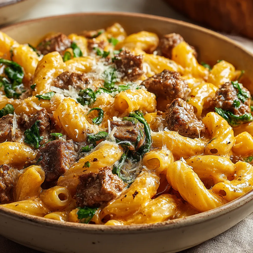 Close-up shot of a delicious plate of Beef Pasta, showcasing the rich sauce and perfectly cooked noodles.