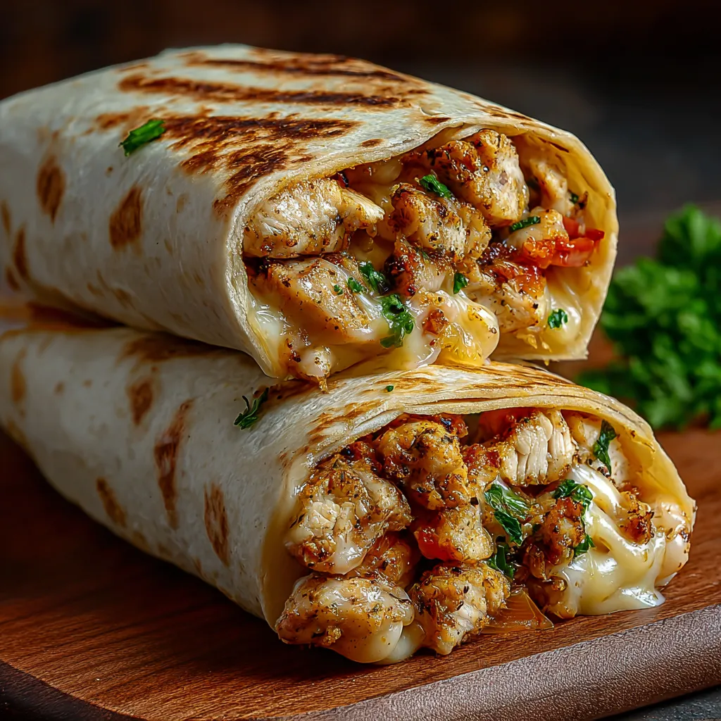 Close-up shot of delicious Chicken Wraps, perfect for a quick and easy meal.