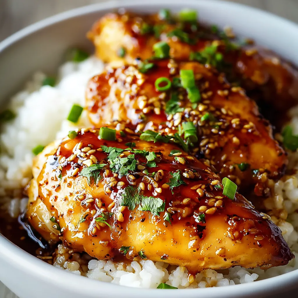 Close-up of glistening Honey Garlic Chicken, showcasing its sticky glaze and tender texture.