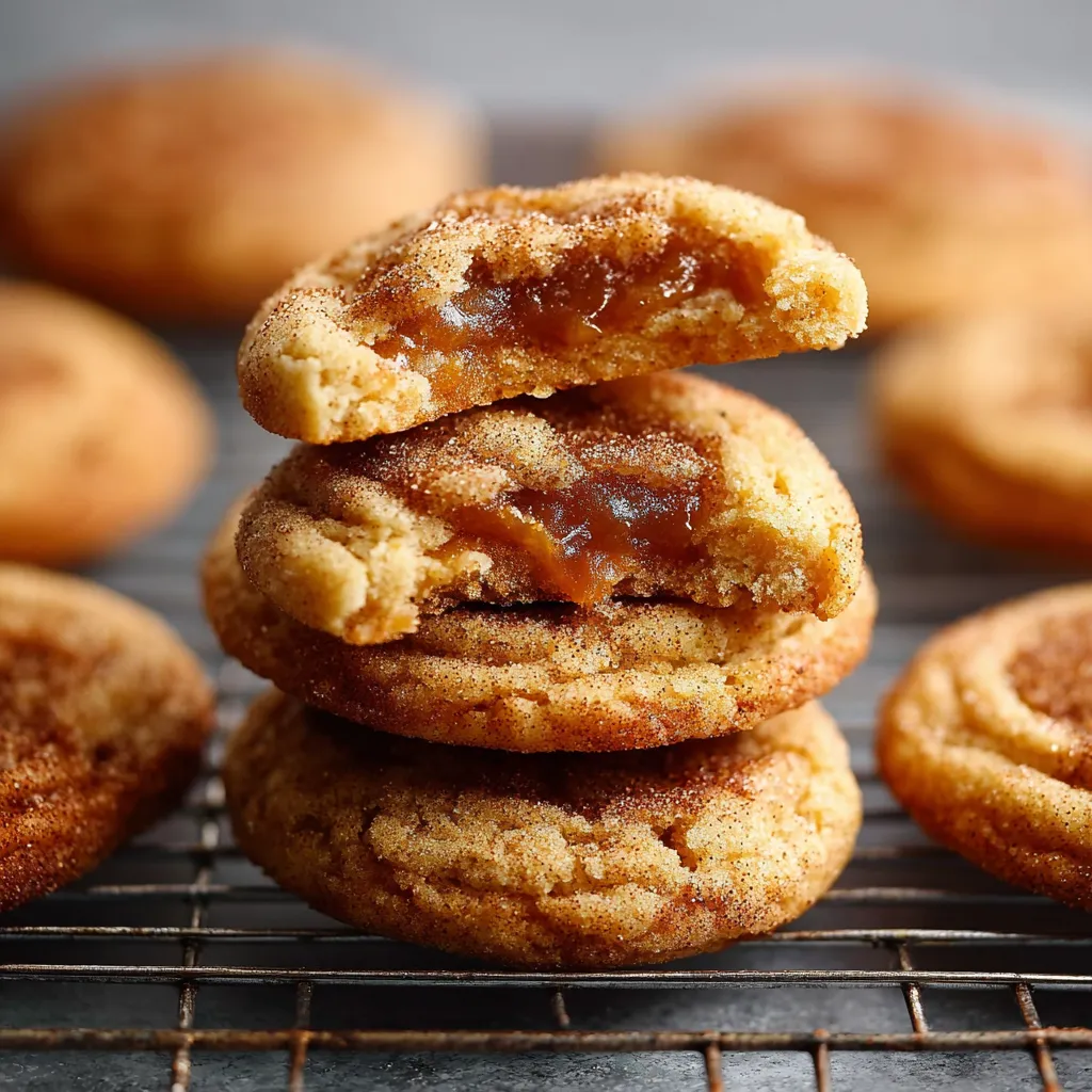 Close-up of freshly baked Apple Butter Snickerdoodles, showcasing their soft texture and cinnamon-sugar coating.