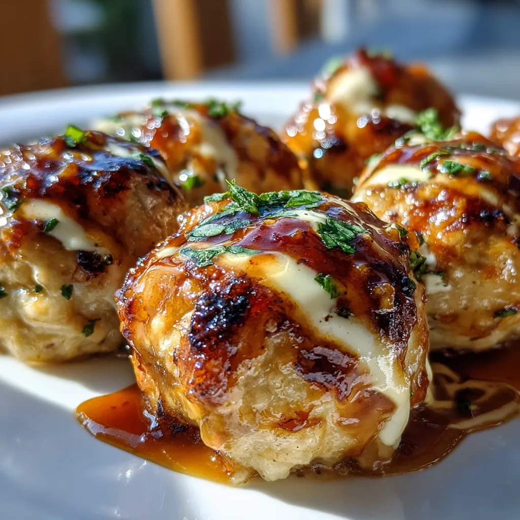 Close-up view of juicy Pineapple Teriyaki Chicken Meatballs, showcasing their glazed texture and savory appearance.
