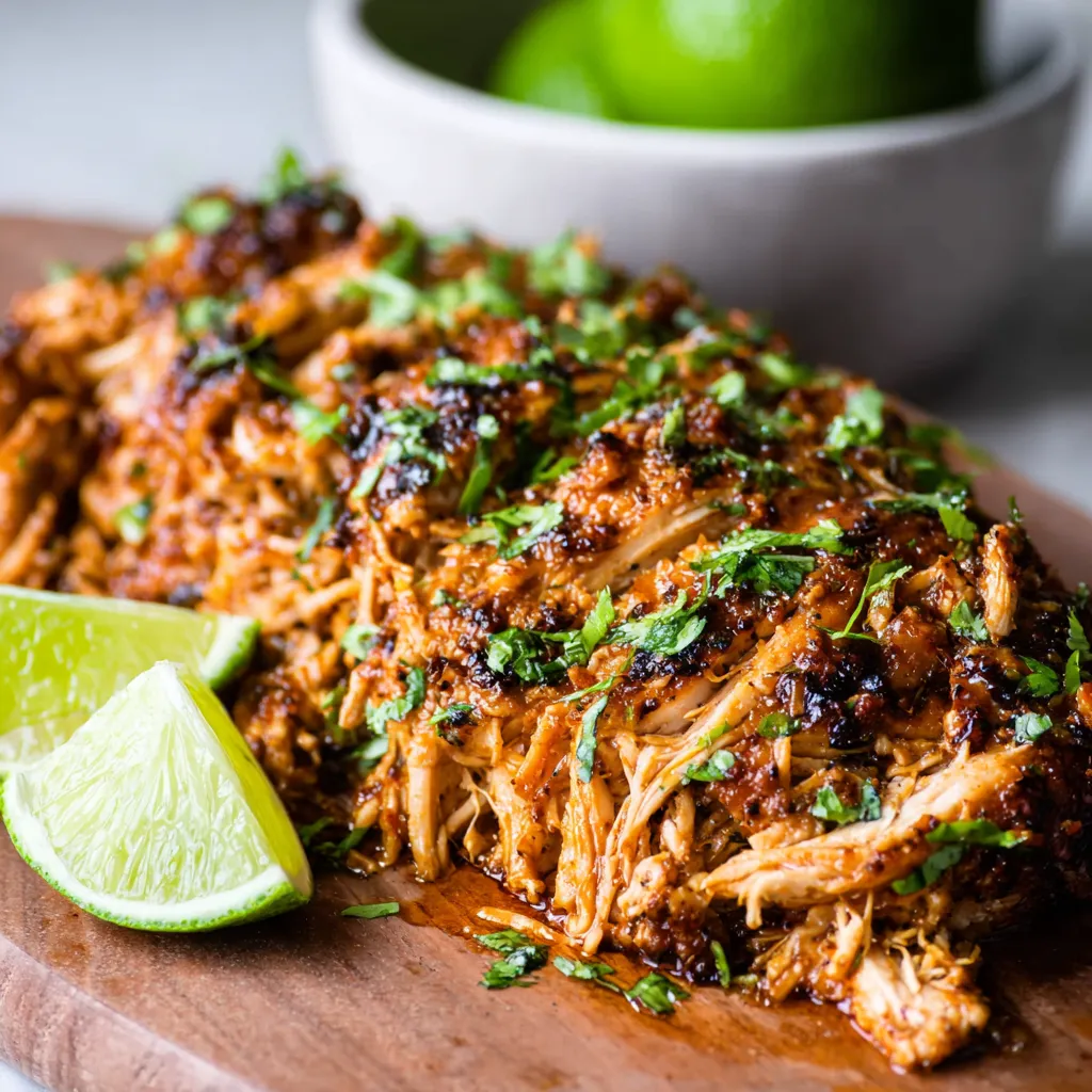 Close-up shot of juicy Pot Cilantro Lime Chicken, showcasing its vibrant colors and tender texture.