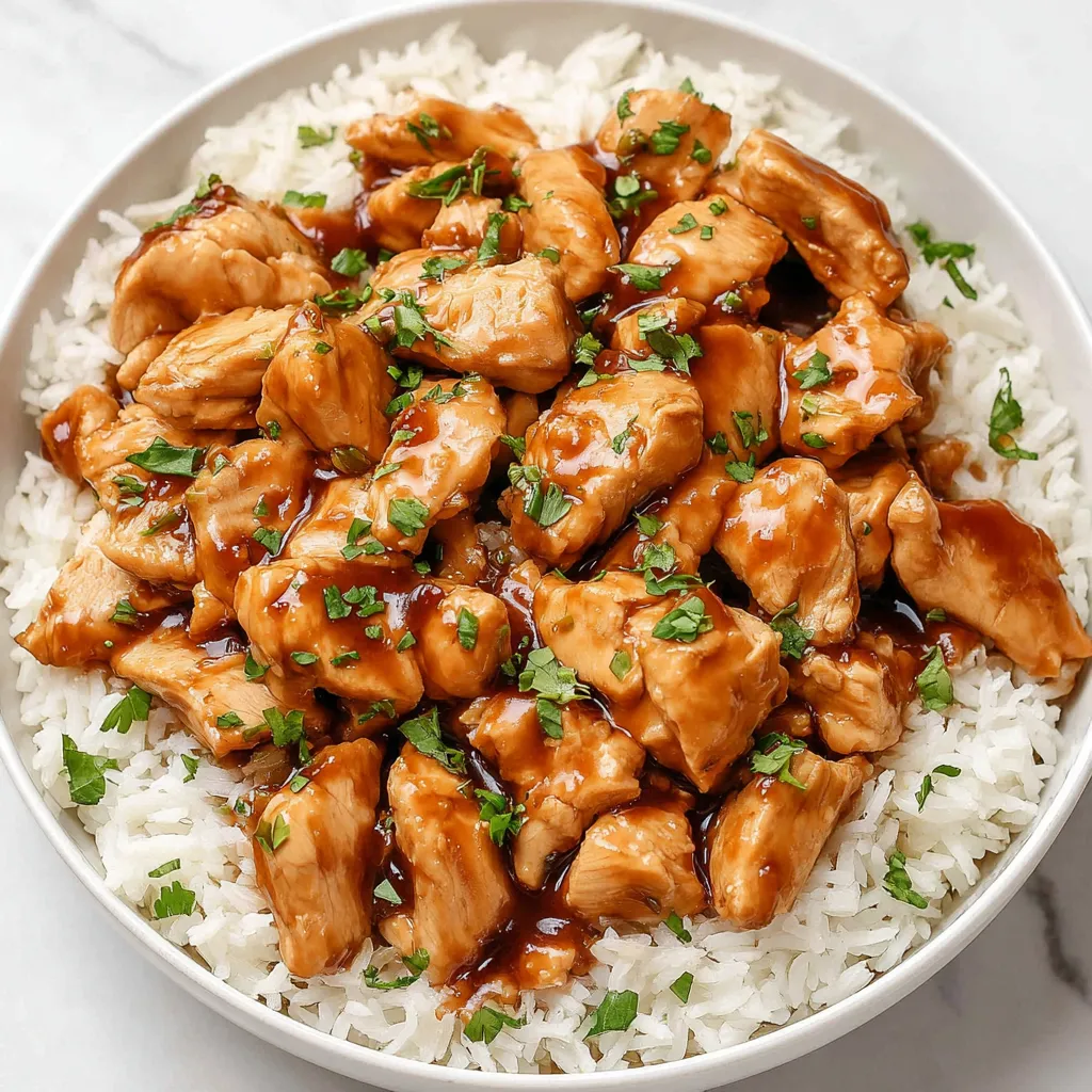 Sweet Hawaiian Crockpot Chicken simmers in a crockpot, showcasing the dish's easy preparation.