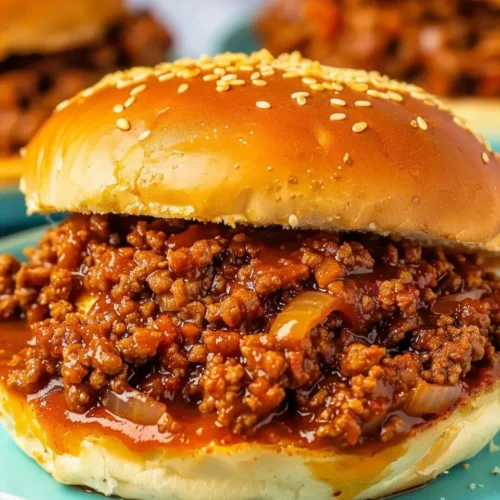 Sloppy Joes – Easy Weeknight Classic You’ll Crave Again 3 lina033321 Sloppy Joe sandwich on a light blue ceramic plate 3729bbbb 1119 4150 81ff 640d60a0c613 0 - Sloppy Joes – Easy Weeknight Classic You’ll Crave Again