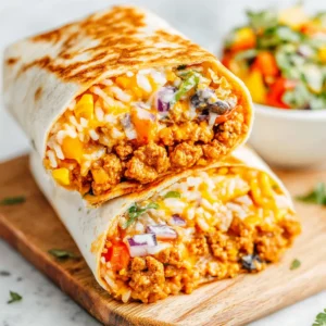 AMAZING CHEESY GROUND CHICKEN RICE BURRITOS 2 Cheesy Ground Chicken & Rice Burritos featured image showcasing the delicious and easy weeknight dinner recipe.