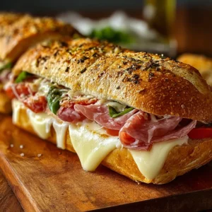 BEST BAKED ITALIAN SUB SANDWICH 2 A delicious Baked Italian Sub Sandwich is shown as the featured image for this recipe.