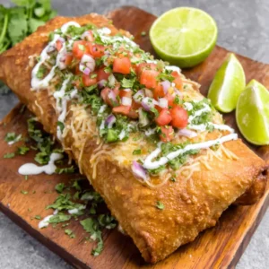 BEST CHICKEN CHIMICHANGAS EVER 2 A close-up showcases golden-brown, crispy Chicken Chimichangas, promising a delicious and savory meal.