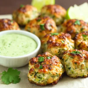 BEST CHICKEN ZUCCHINI POPPERS EVER 2 Close-up of golden-brown Chicken Zucchini Poppers, a delicious and healthy appetizer.