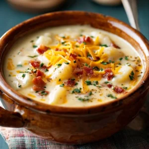 BEST CREAMY CROCK POT CRACK POTATO SOUP 2 Creamy Crock Pot Crack Potato Soup is shown in a close-up featured image, highlighting its rich, creamy texture and delicious ingredients.