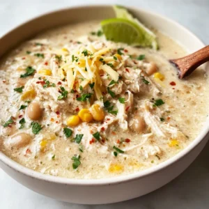 BEST WHITE CHICKEN CHILI PERFECT 2 A comforting bowl of creamy White Chicken Chili, perfect for a hearty and flavorful meal.