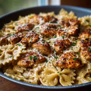 CAJUN CHICKEN BOWTIE PASTA SKILLET IRRESISTIBLE 2 A vibrant and delicious Cajun Chicken Bowtie Pasta Skillet is showcased as the featured image for a recipe article.