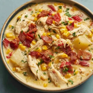 CHICKEN CORN CHOWDER EASY CROCKPOT 2 A comforting bowl of homemade Chicken Corn Chowder is shown as a featured image for the recipe article.