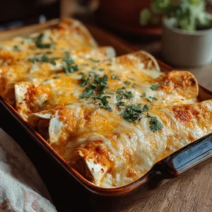 CREAMY CHICKEN ENCHILADAS EASY RECIPE 2 Creamy Chicken Enchiladas, a delicious and cheesy Mexican dish, are showcased in this featured image.