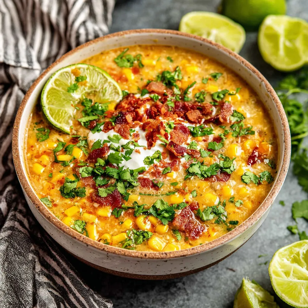 CREAMY MEXICAN STREET CORN SOUP ULTIMATE 1 Creamy Mexican Street Corn Soup is beautifully presented in this featured image, showcasing its vibrant colors and creamy texture.