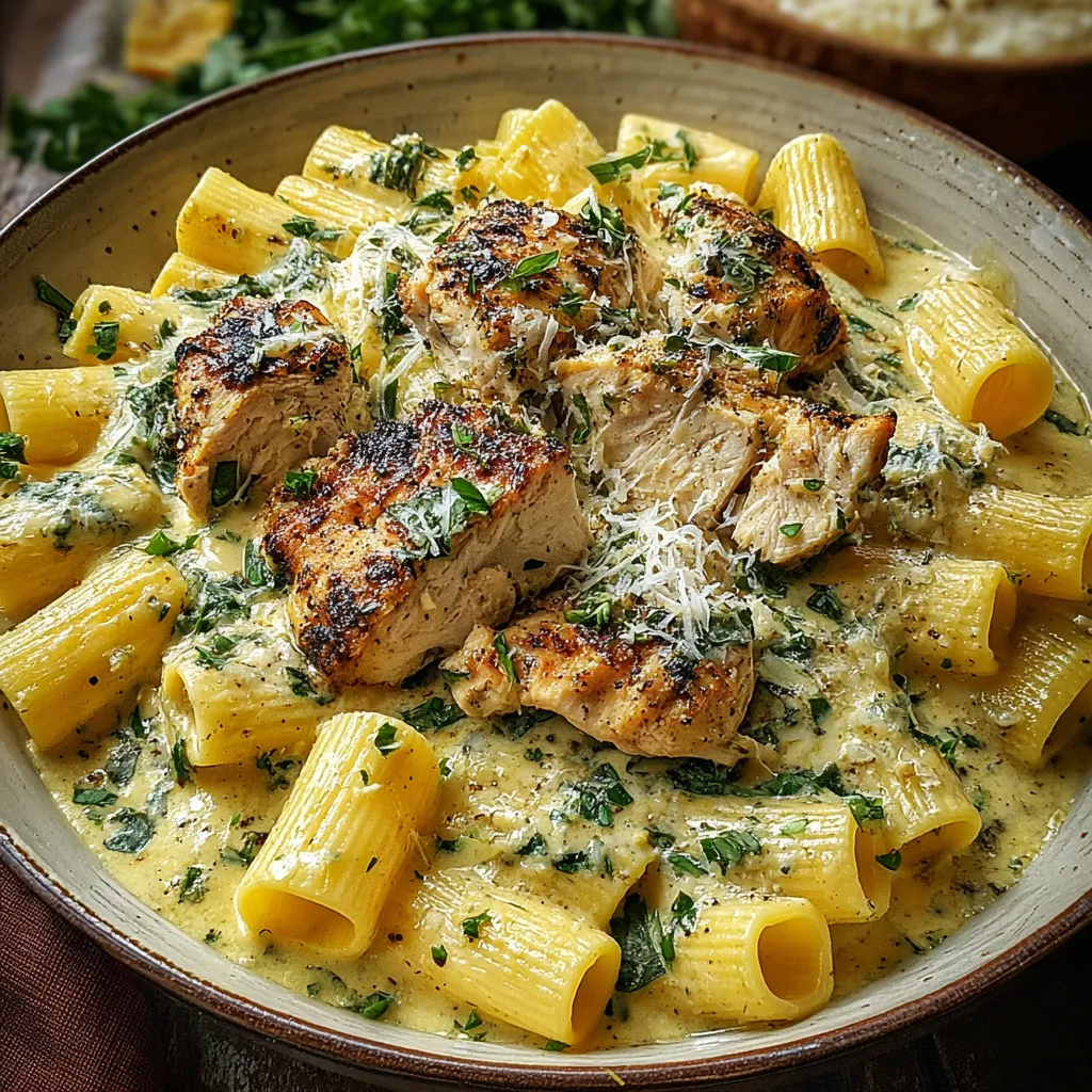 CREAMY PARMESAN CHICKEN RIGATONI ULTIMATE 1 Creamy Parmesan Chicken Rigatoni is displayed as the featured image for the recipe.