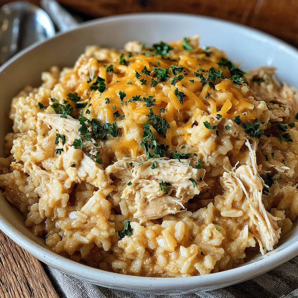 CROCKPOT CHICKEN AND RICE EASY 1 A delicious batch of Crockpot Chicken And Rice is pictured as a featured image.