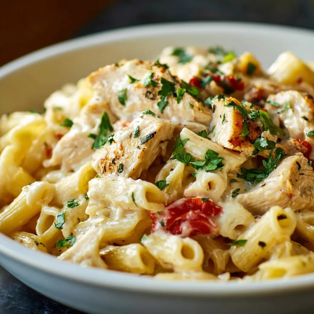 CROCKPOT OLIVE GARDEN CHICKEN PASTA EASY 1 Crockpot Olive Garden Chicken Pasta, a delicious and easy slow-cooker meal, is showcased in this featured image.