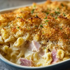EASY CHICKEN CORDON BLEU CASSEROLE 2 Chicken Cordon Bleu Casserole is pictured as a creamy and delicious baked dish, perfect for a comforting weeknight meal.