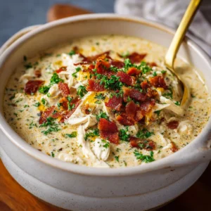 EASY SLOW COOKER KETO CHICKEN CREAM CHEESE SOUP 2 Slow Cooker Keto Chicken Cream Cheese Soup in a bowl, ready to eat.
