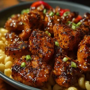 HONEY PEPPER CHICKEN IRRESISTIBLE BEST 2 Close-up featured image of delicious Honey Pepper Chicken, showcasing its glazed coating and pepper flakes.
