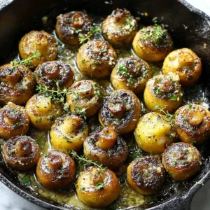 IRRESISTIBLE GARLIC THYME ROASTED MUSHROOMS 2 Garlic Thyme Roasted Mushrooms are displayed as a flavorful featured image.