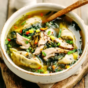 IRRESISTIBLE POTSTICKER SOUP RECIPE 2 A comforting bowl of Potsticker Soup is shown as a featured image, ready to eat.