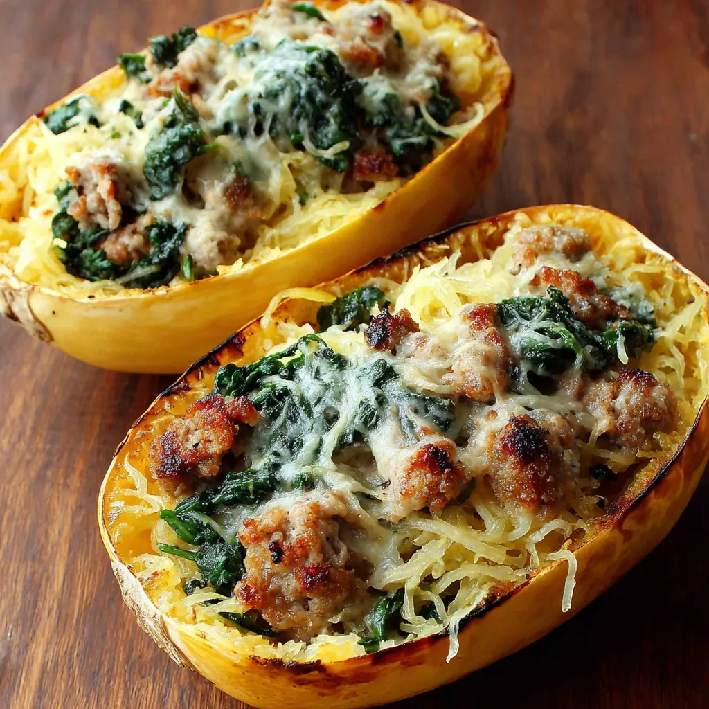 IRRESISTIBLE STUFFED SPAGHETTI SQUASH BOATS