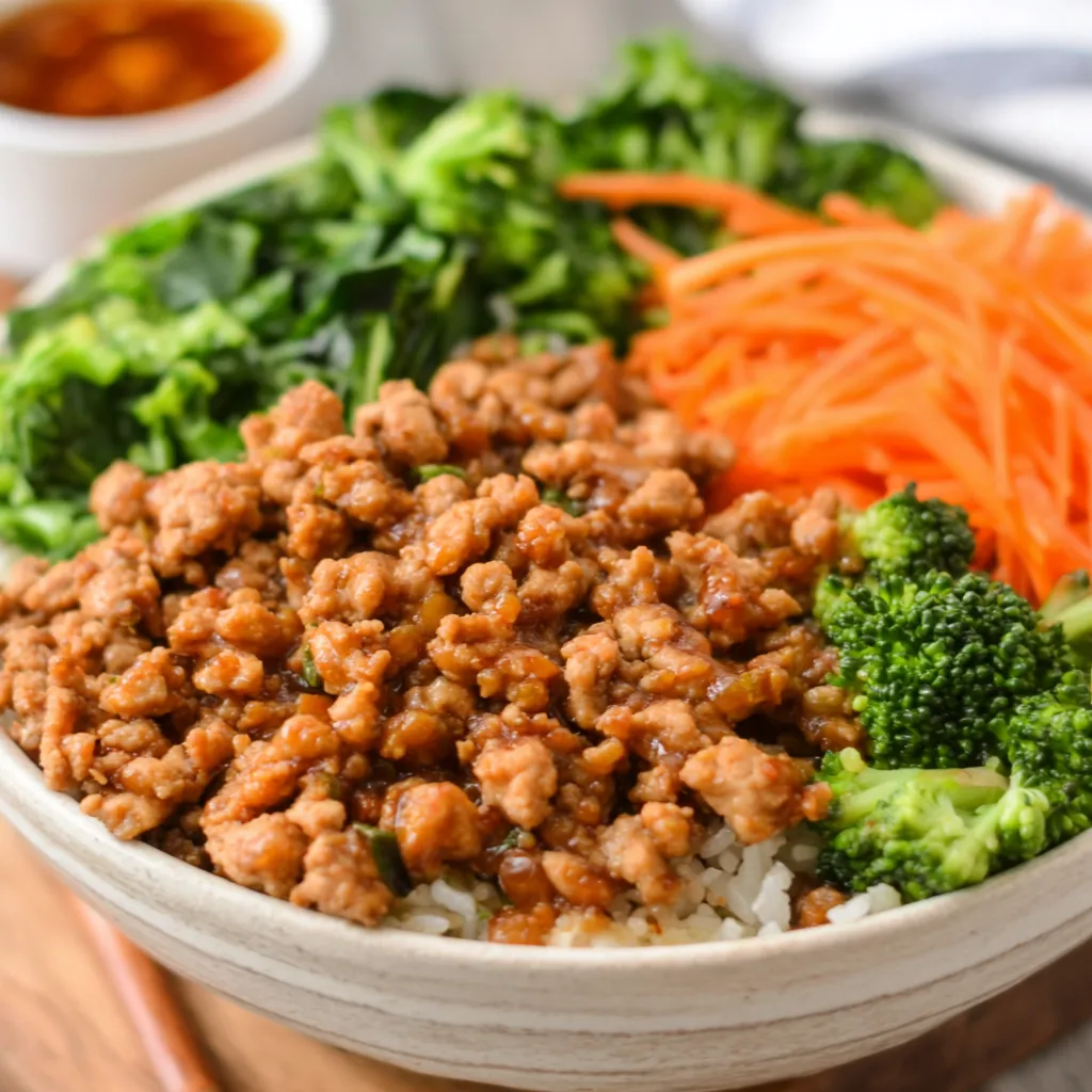 IRRESISTIBLE TERIYAKI GROUND CHICKEN BOWLS 1 Teriyaki Ground Chicken Bowls are beautifully presented in this enticing featured image.