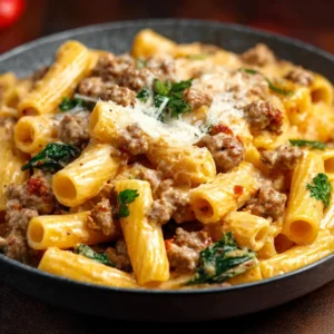 PERFECT SAUSAGE RIGATONI RECIPE 2 A delicious plate of Sausage Rigatoni is shown as the featured image for this recipe.