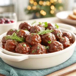 QUICK CHRISTMAS CRANBERRY MEATBALLS 2 Christmas Cranberry Meatballs are displayed as a featured image, showcasing their festive appearance.